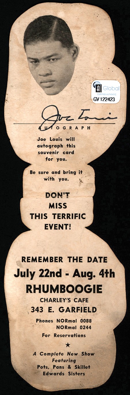 Original Joe Louis Rhumboogie Restaurant Promotional Invitation with Autograph