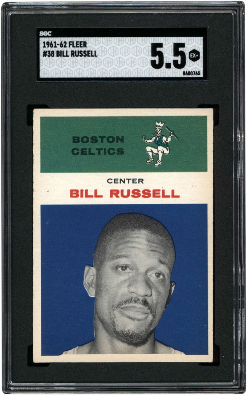Basketball Cards - 1961-62 Fleer Basketball #38 Bill Russell Card SGC EX+ 5.5