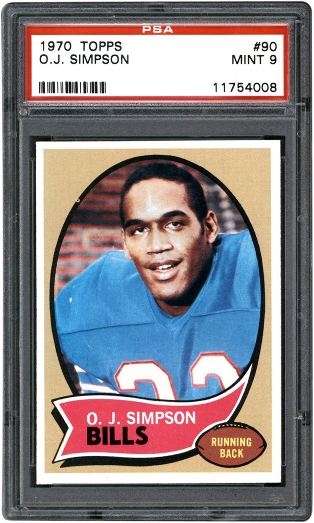 - 1970 Topps Football #90 O. J. Simpson Rookie Card PSA MINT 9