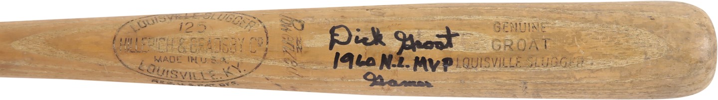 - 1959-60 Dick Groat Pittsburgh Pirates Signed Game Used Bat (PSA)