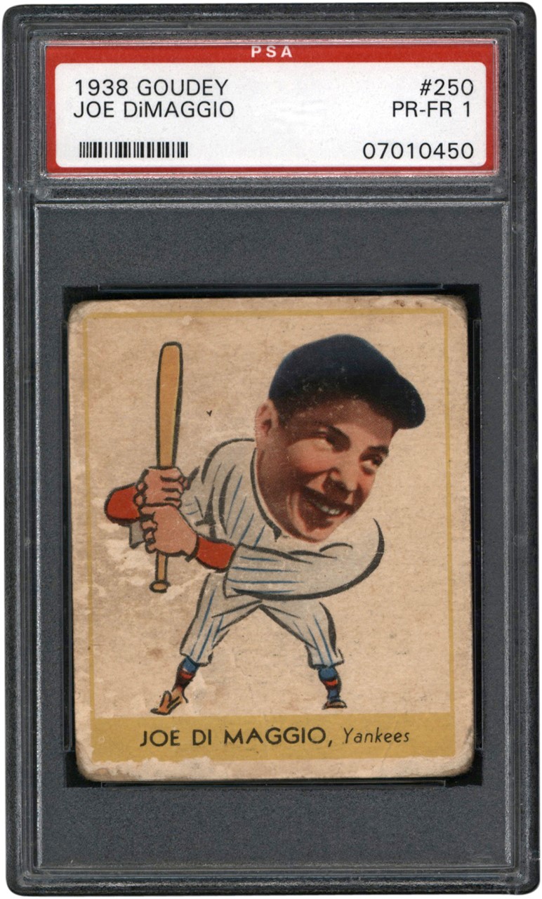 - 1938 Goudey Baseball #250 Joe DiMaggio Rookie Card PSA PR 1