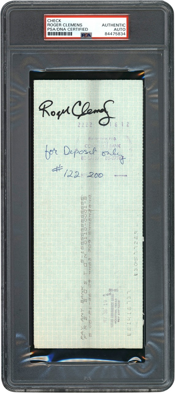- 1986 Roger Clemens Boston Red Sox Payroll Check (PSA)
