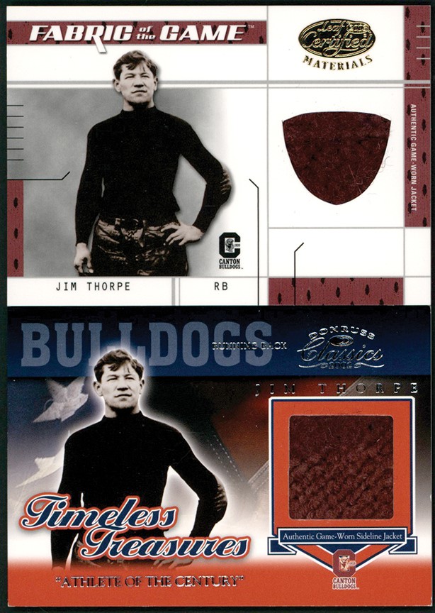 Modern Sports Cards - 002-2003 Donruss Jim Thorpe Game Worn Jacket Cards (2)