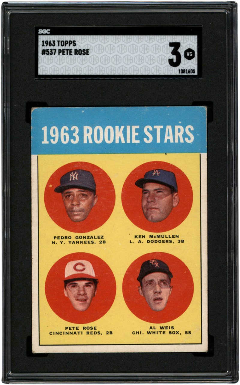 - 1963 Topps Baseball #537 Pete Rose Rookie SGC VG 3