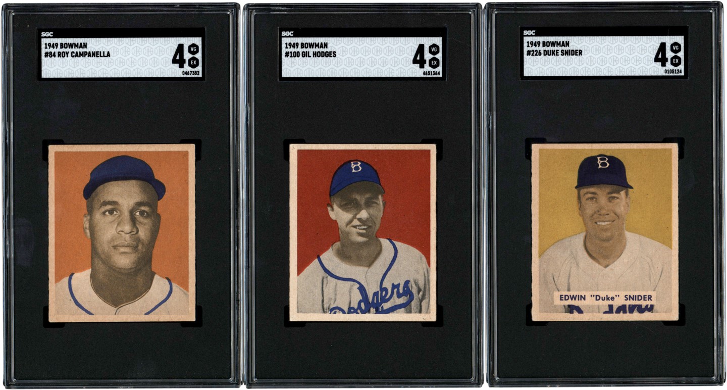 - 1949 Bowman Brooklyn Dodgers Rookies SGC Graded Trio