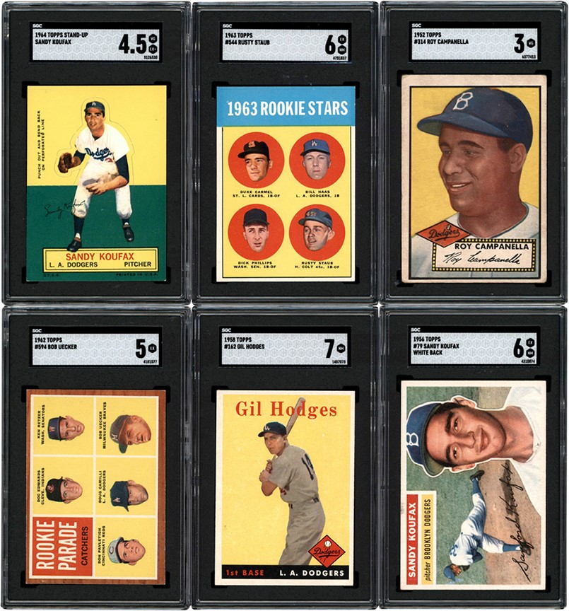 - 1952-1966 Topps Dodgers Greats Card Collection (12) All SGC