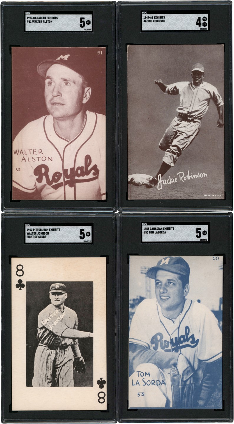 - 1947-1966 Exhibits Card Collection w/Jackie Robinson (4) All SGC
