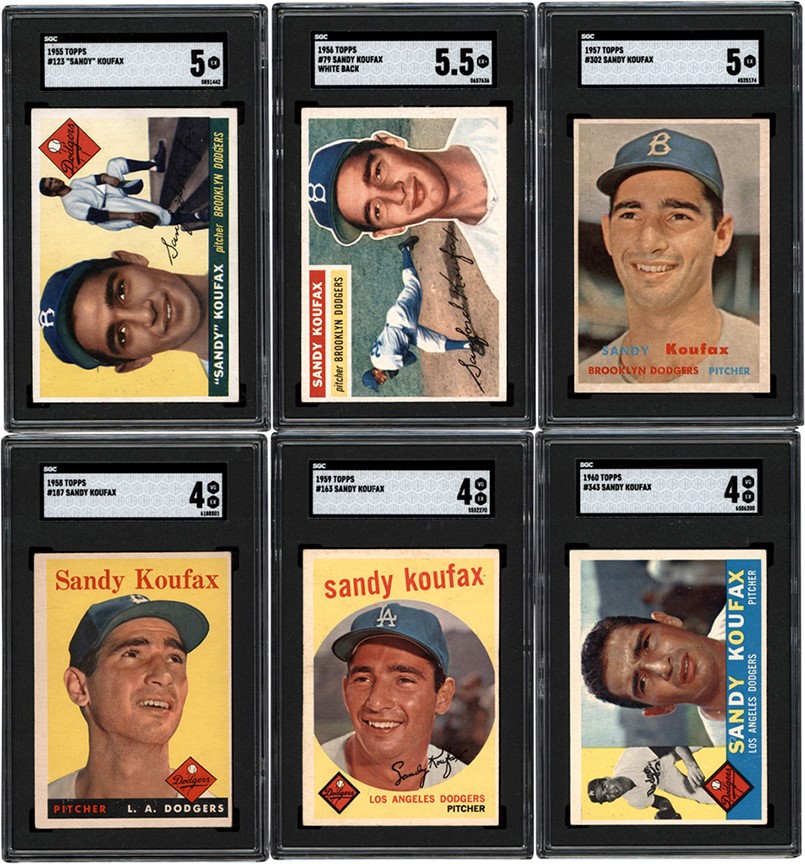 - 1955-1966 Topps Sandy Koufax Complete Base Card Collection (12) All SGC