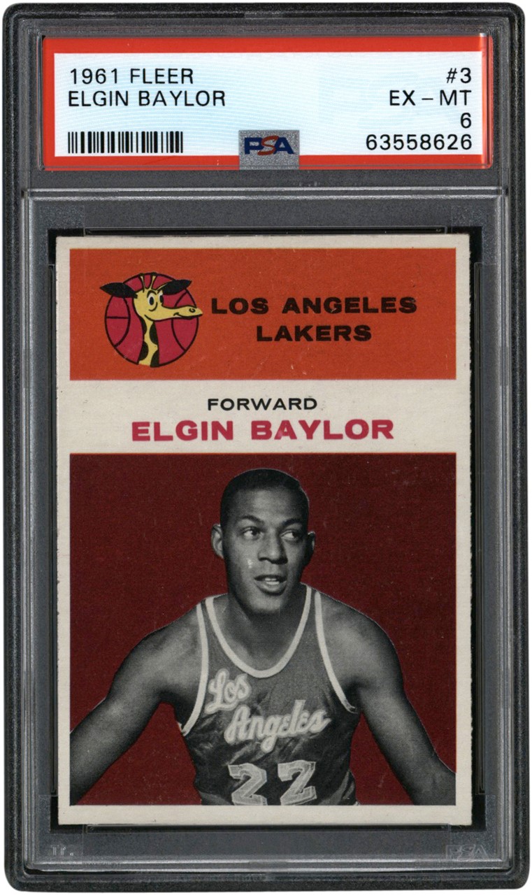 - 1961 Fleer Basketball #3 Elgin Baylor Rookie PSA EX-MT 6