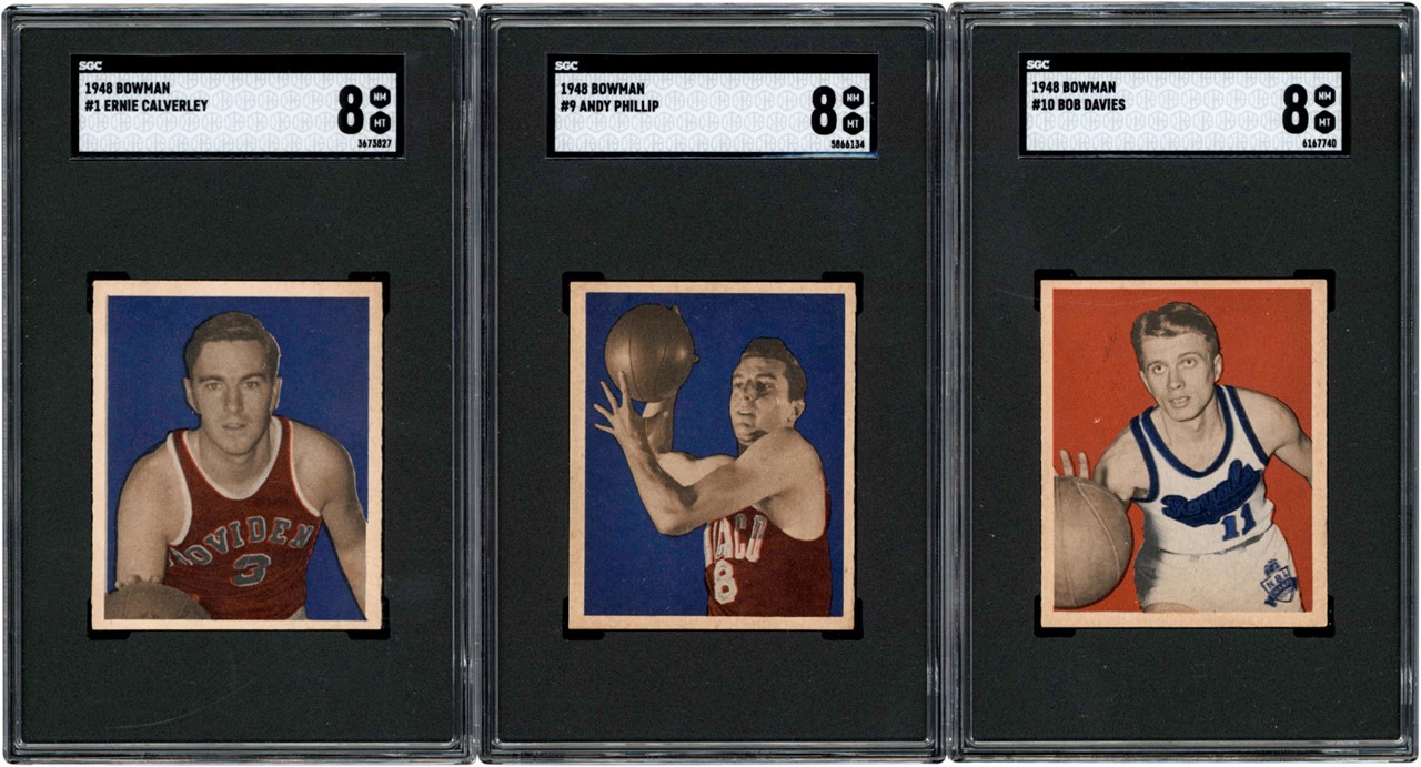 Basketball Cards - 1948 Bowman Basketball SGC NM-MT Card Collection (9) w/#1 Calverley