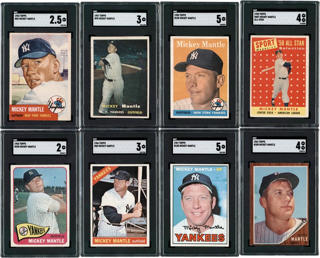- 1953-1967 Topps Mickey Mantle Card Collection (11) All SGC
