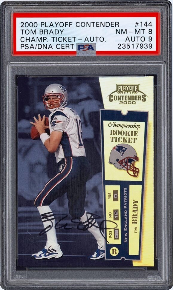 Modern Sports Cards - 00 Playoff Contenders Championship Ticket #144 Tom Brady Rookie Autograph 48/100 PSA NM-MT 8 - Auto 9