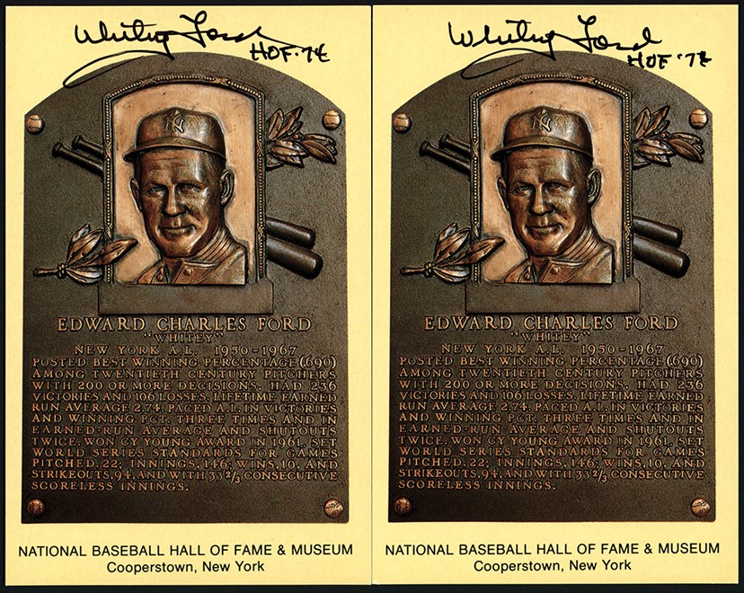 - Whitey Ford Signed "HOF 74" Hall of Fame Postcards from The Whitey Ford Collection (48)