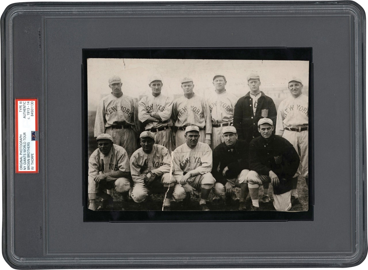 The Brown Brothers Collection - 1913-1914 World Tour Team Photograph with Jim Thorpe (PSA Type III)