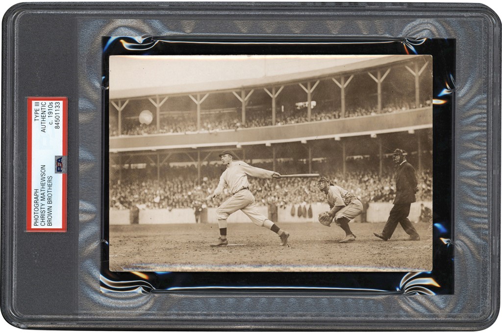 - Circa 1908 Christy Mathewson Batting Photograph (PSA Type III)