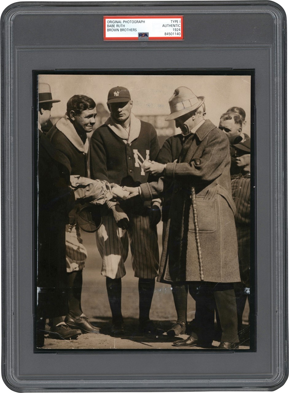 The Brown Brothers Collection - Babe Ruth Receives his 1923 World Championship Watch from Commissioner Landis Photograph (PSA Type I)