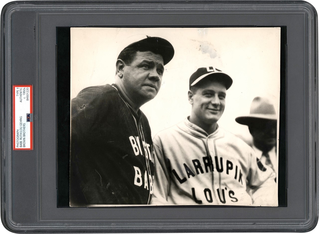 The Brown Brothers Collection - Circa 1927 Babe Ruth and Lou Gehrig Barnstorming Tour Photograph - Dexter Park (PSA Type II)