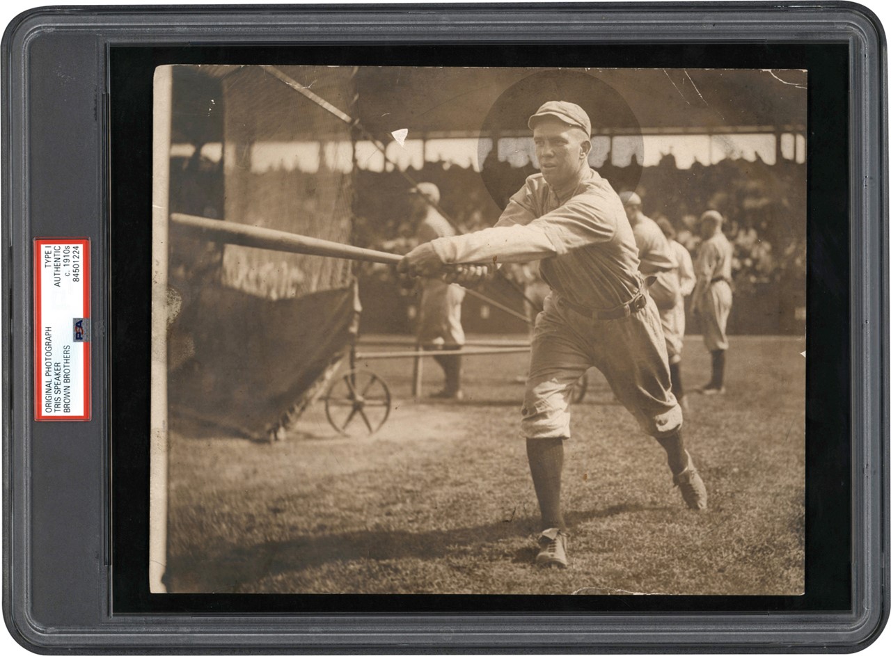 The Brown Brothers Collection - Circa 1912 Tris Speaker at the Batting Cage Photograph (PSA Type I)
