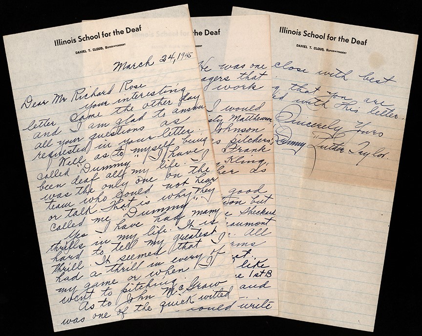 - Dummy Taylor Signed Three Page Hand Written Letter (PSA)
