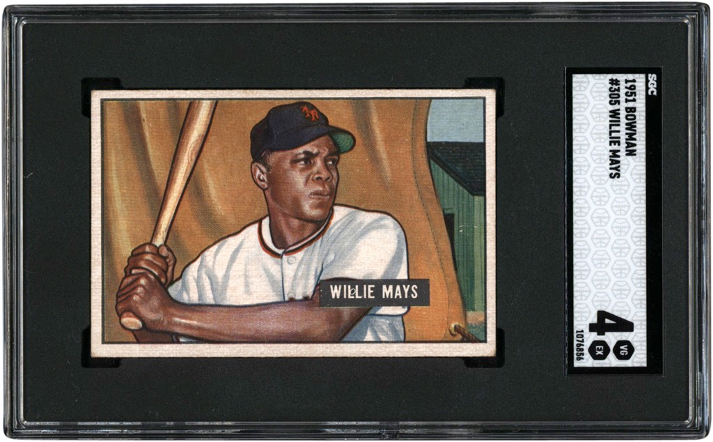 - 1951 Bowman Baseball #305 Willie Mays Rookie Card SGC VG-EX 4