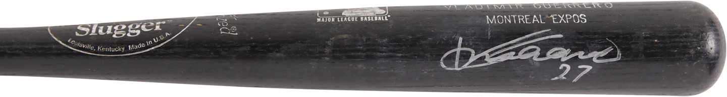 - 2001 Vladimir Guerrero Montreal Expos Signed Game Used Bat (PSA GU 8.5)