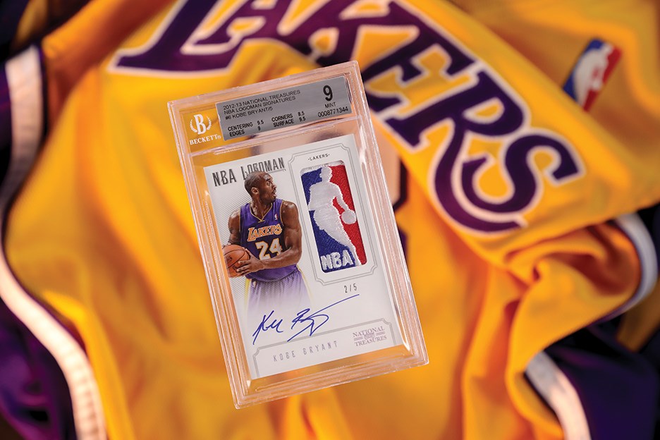 012-13 National Treasures NBA Signatures #6 Kobe Bryant Game Used Logoman Autograph 2/5 BGS MINT 9 - Auto 10