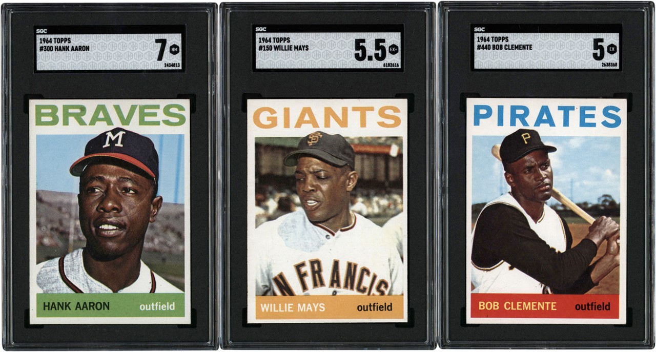 Baseball and Trading Cards - 1958-1968 Mays, Aaron, & Clemente Topps Baseball Card Collection (9) All SGC