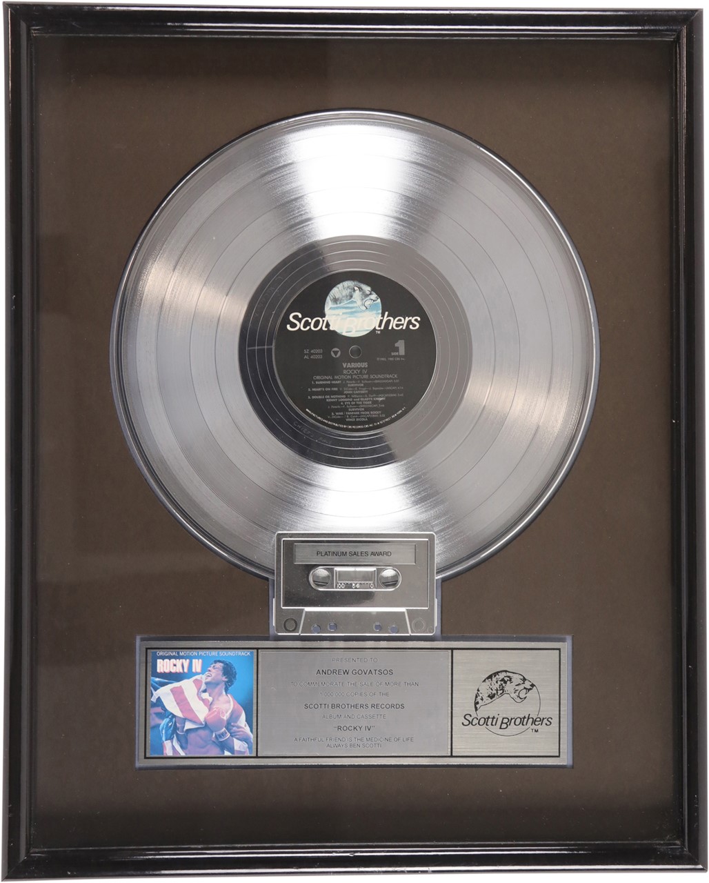 - Rocky IV Platinum Record Award