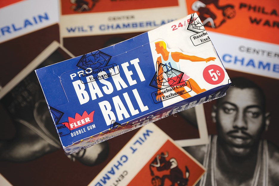 Basketball Cards - 961 Fleer Basketball Unopened Wax Box w/Wilt Chamberlain Rookie Showing (BBCE)