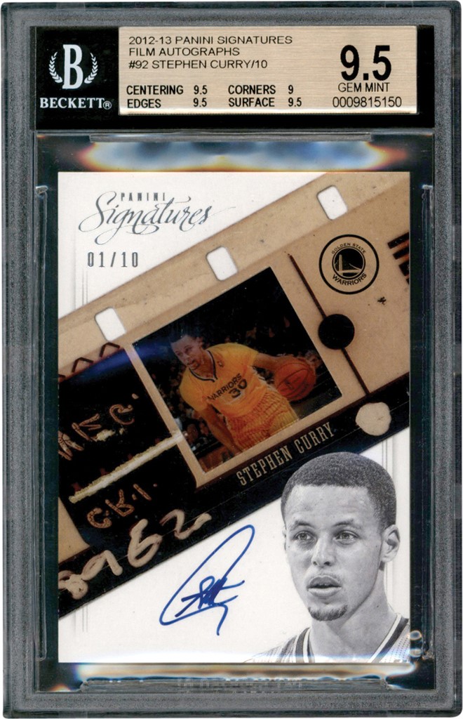 Modern Sports Cards - 2012-13 Panini Signatures Film Autographs #92 Stephen Curry Autograph 01/10 BGS GEM MINT 9.5 - Auto 10