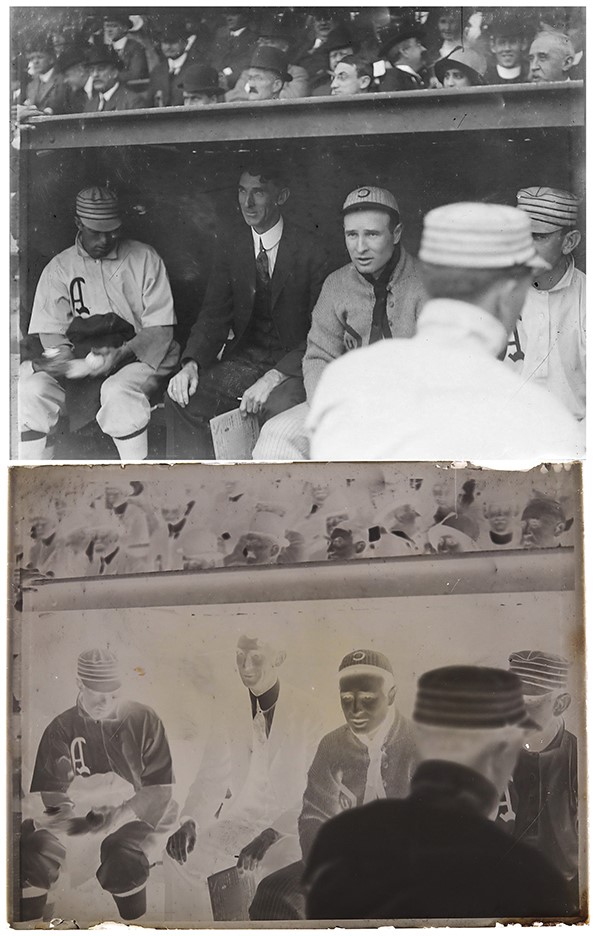 The Brown Brothers Collection - Connie Mack and Frank Chance 1910 World Series Original Glass Plate Negative