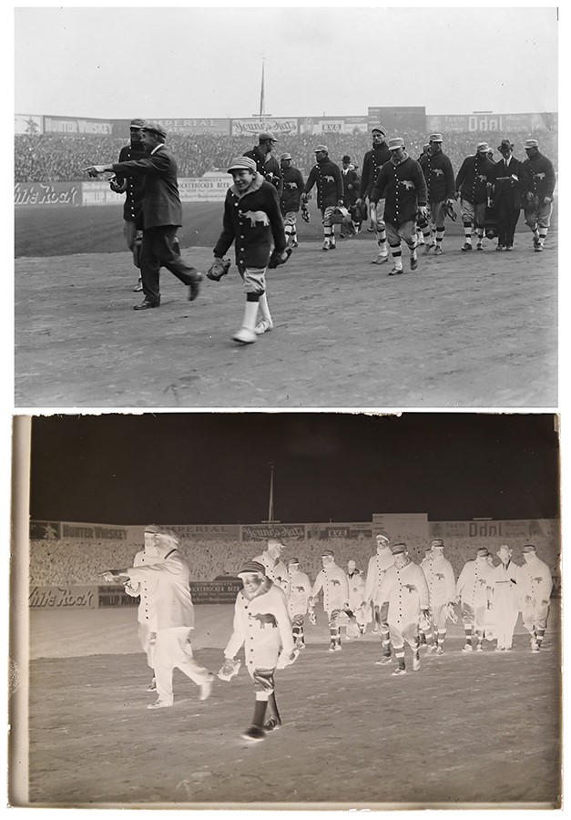 The Brown Brothers Collection - 1911 World Series Philadelphia A's Take the Field Original Glass Plate Negative