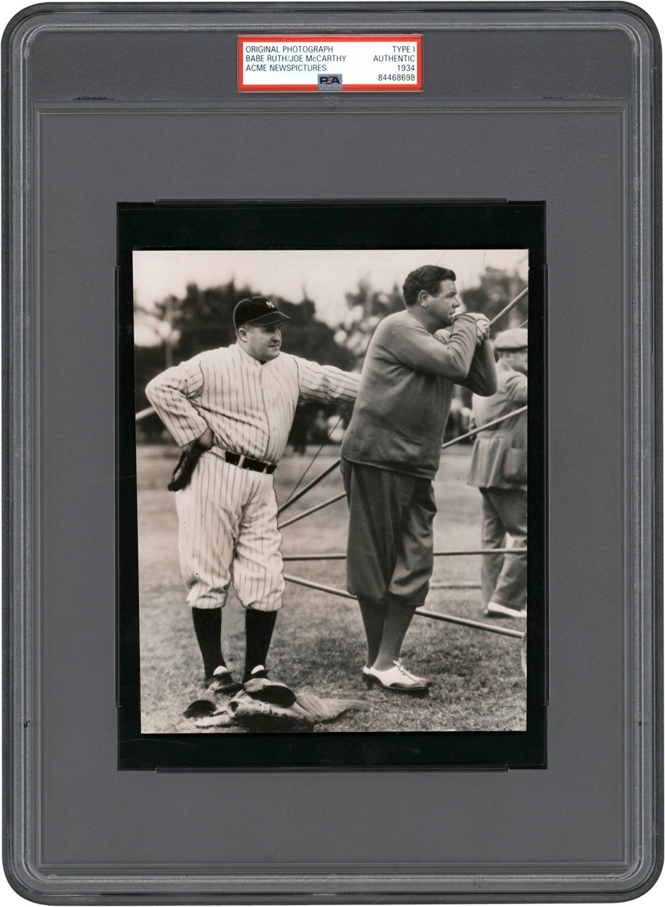 Vintage Sports Photographs - 1934 Babe Ruth/Joe McCarthy Acme Photograph (PSA Type I)