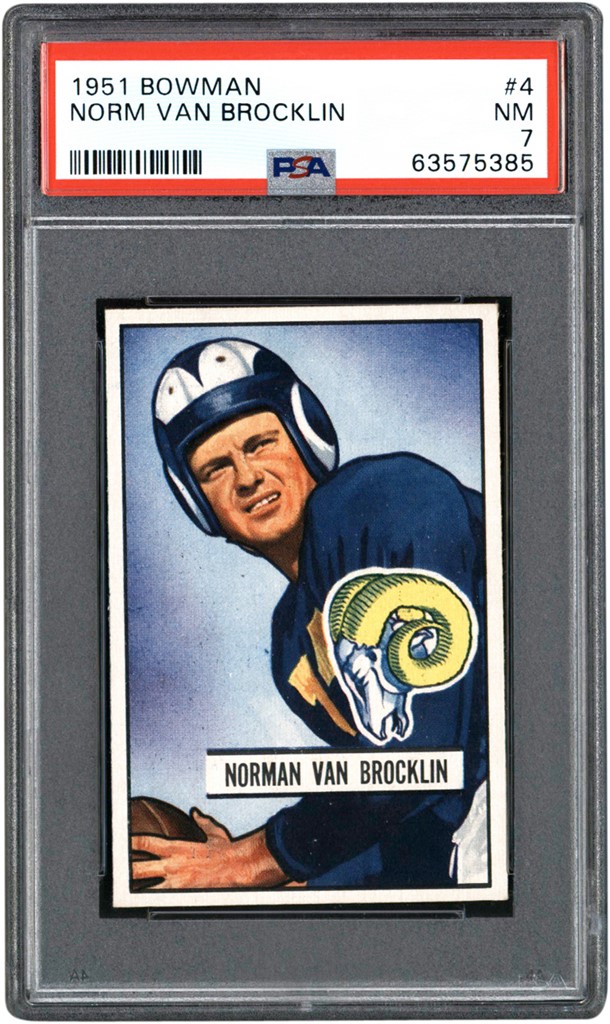 - 1951 Bowman Football Norm Van Brocklin Rookie Card PSA NM 7