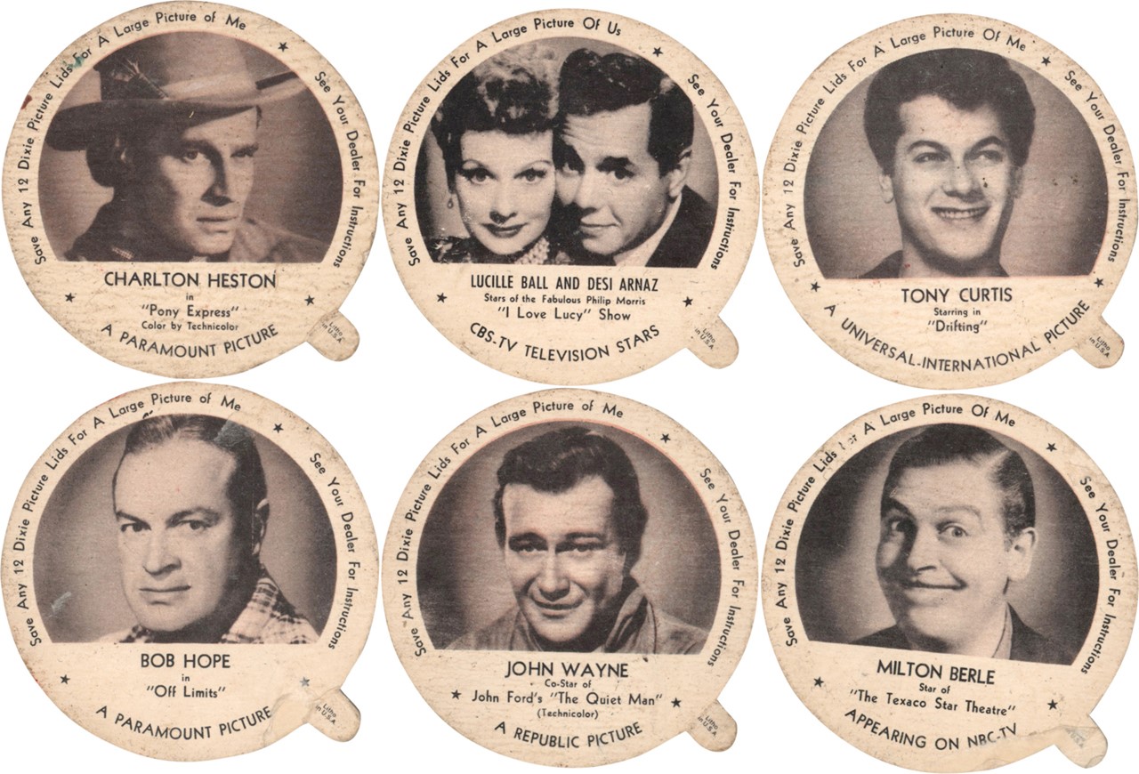 - 1953 Dixie Lid Movie Stars Collection with (21/24) Near Complete Set (50 Total)