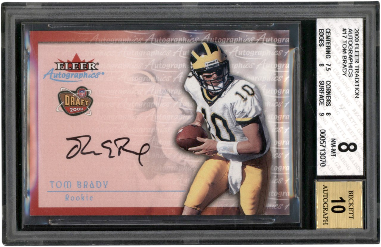 - 000 Fleer Tradition Autographics #17 Tom Brady Rookie Autograph BGS NM-MT 8 - Auto 10