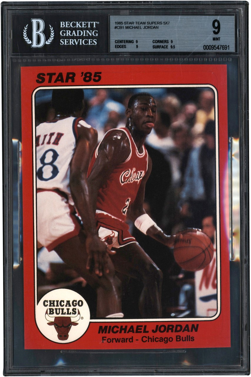 - 1985 Star Team Super 5x7 #CB1 Michael Jordan BGS MINT 9