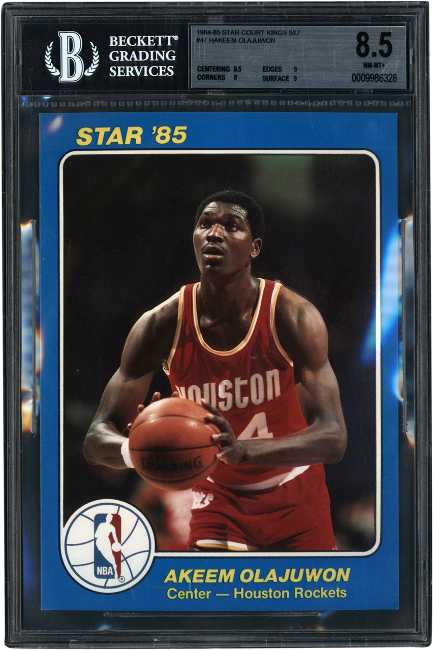 Basketball Cards - 1984-85 Star Court Kings 5x7 #47 Akeem Olajuwon BGS NM-MT+ 8.5