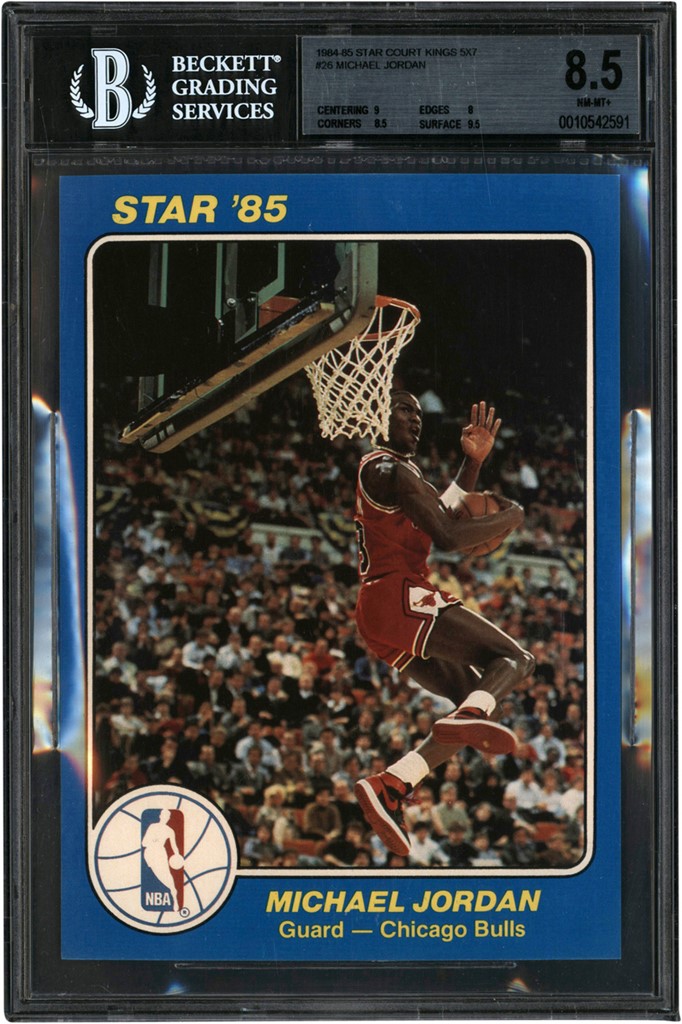 Basketball Cards - 1984-85 Star Court Kings 5x7 #26 Michael Jordan Rookie BGS NM-MT+ 8.5