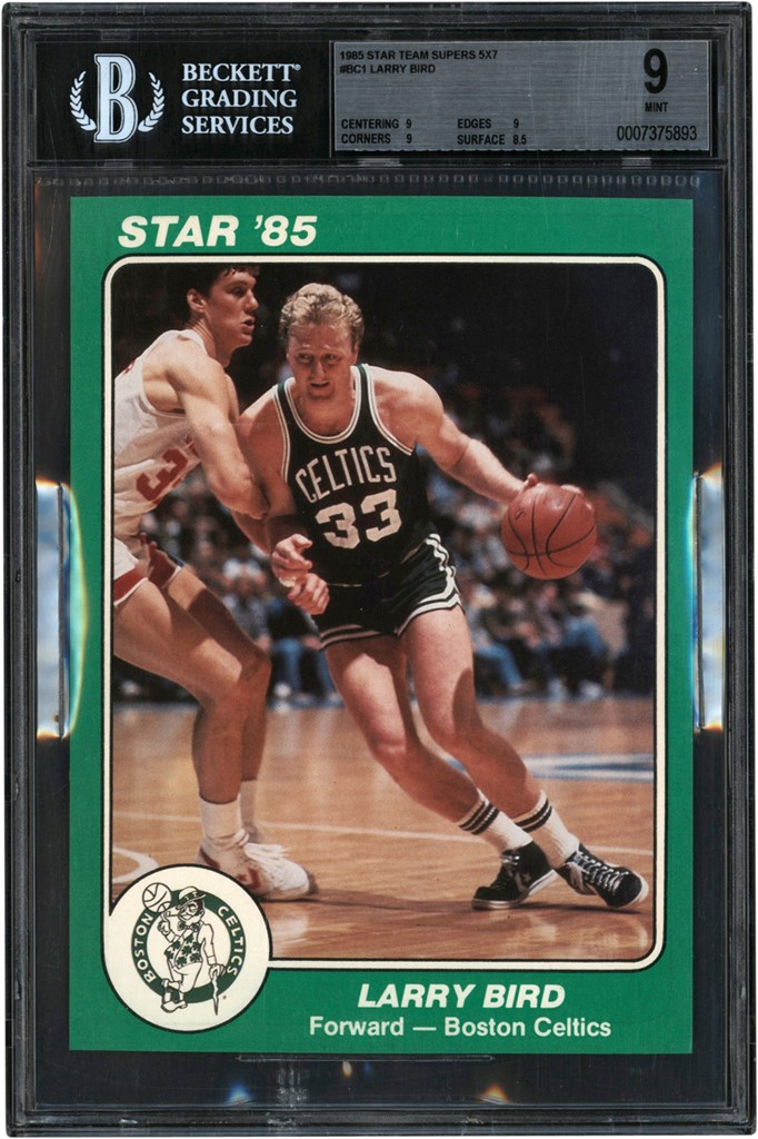 Basketball Cards - 1985 Star Team Supers 5x7 #BC1 Larry Bird Beckett BGS MINT 9