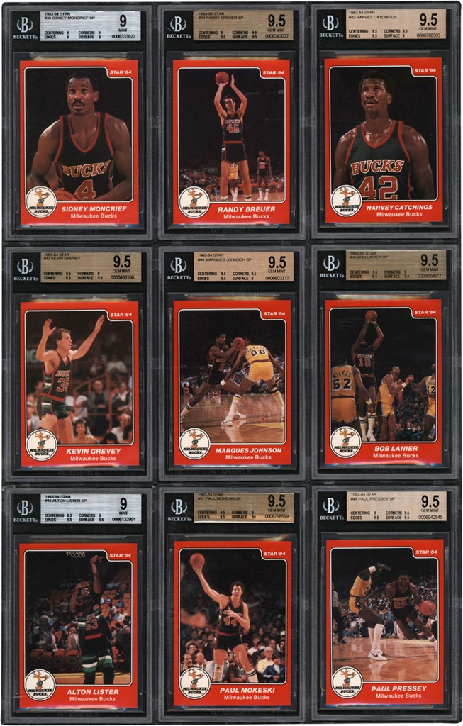 - 1983-84 Star Basketball Milwaukee Bucks BGS 9.5 & 9 Complete Team Set (13)