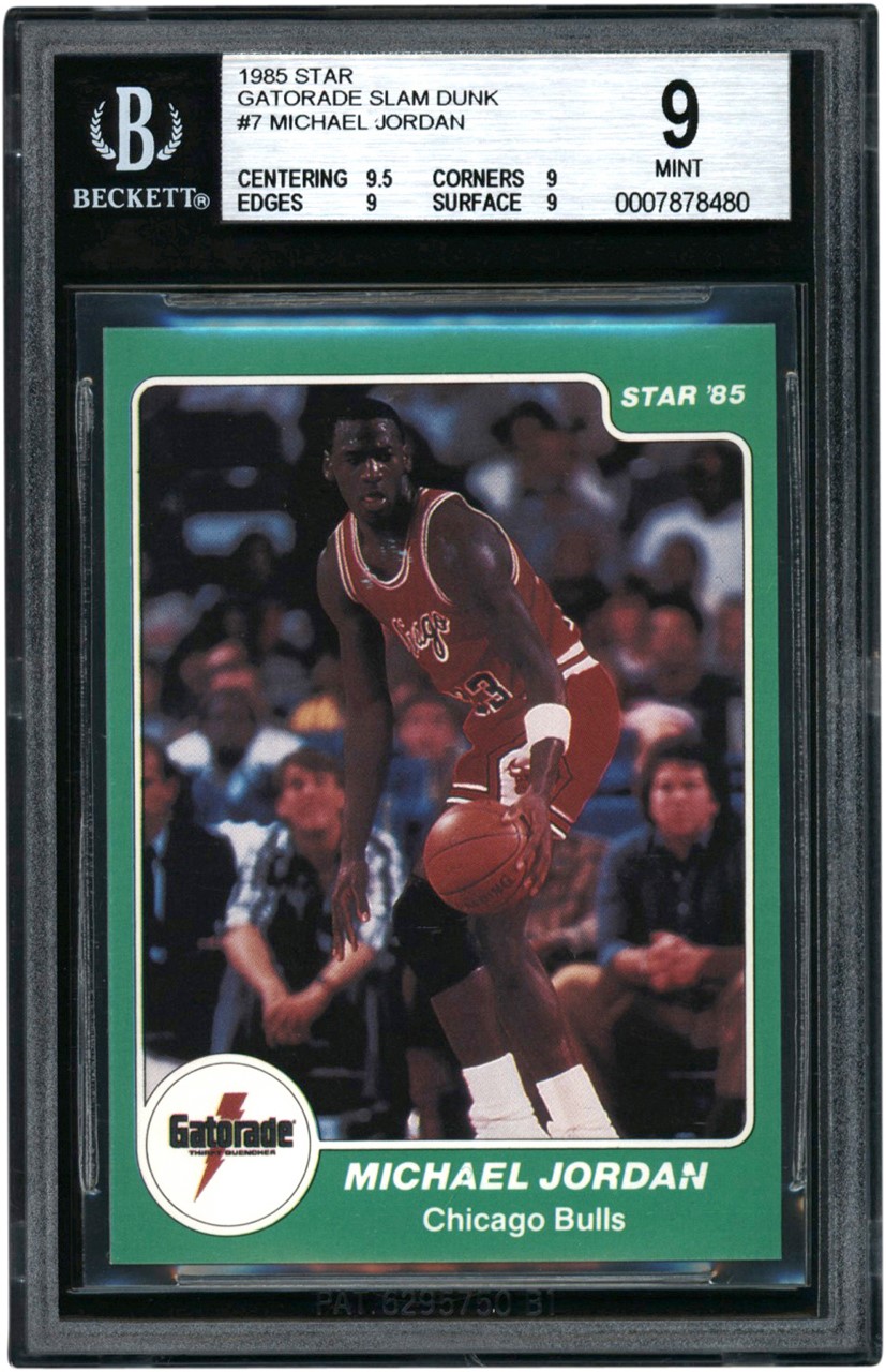 Basketball Cards - 1985 Star Gatorade Slam Dunk #7 Michael Jordan BGS MINT 9