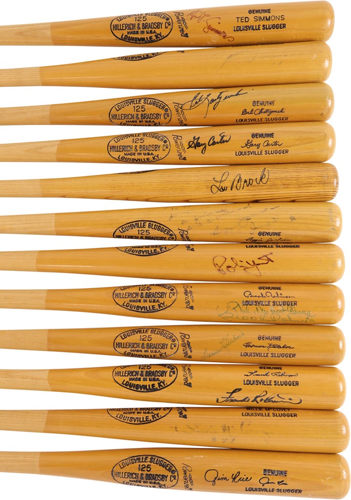 - 1970's Hall of Famers Signed Professional Model Bats (11)
