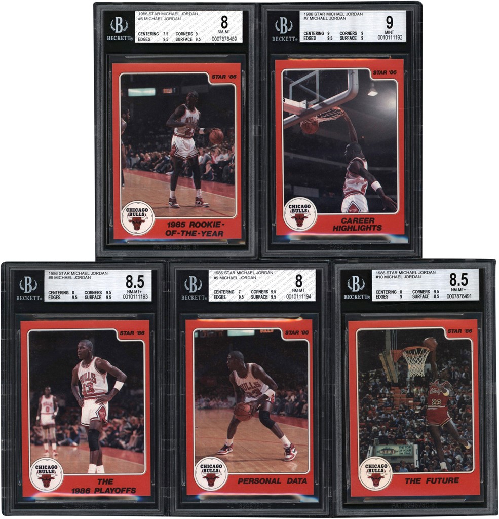 Basketball Cards - 1986 Star Basketball Michael Jordan BGS Graded Collection (5)