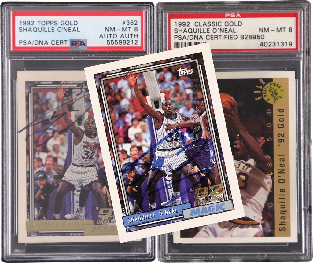 Modern Sports Cards - 1992-1993 Shaquille O'Neal Autographed Rookie Basketball Card Collection (3) w/PSA & JSA