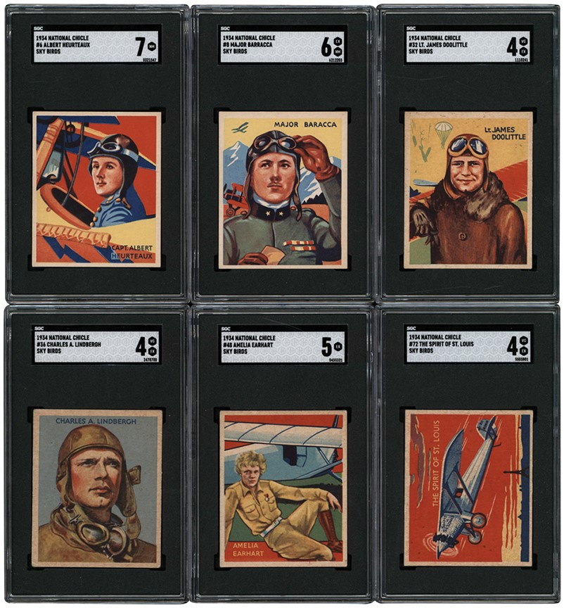 - 1933-1934 R136 National Chicle Sky Birds Collection (8) w/Lindbergh and Earhart
