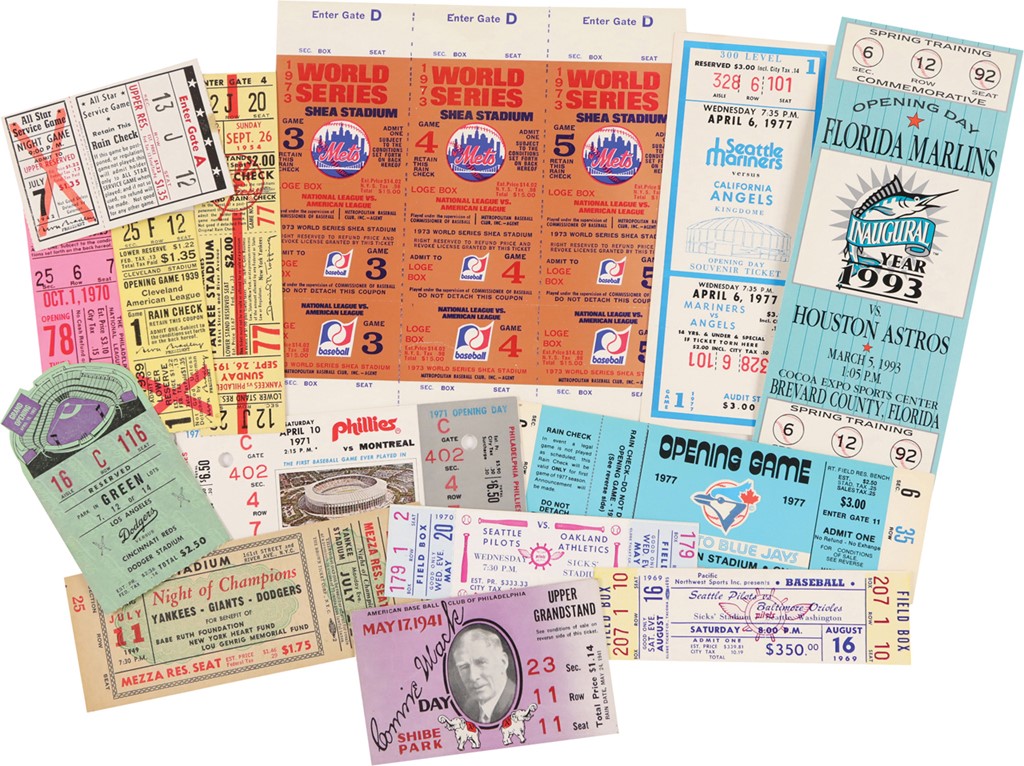 - Significant 1939-2016 Baseball Ticket Collection (127) Including Many Famous First and Last Stadium/Team Games, Post Season, and Phantoms