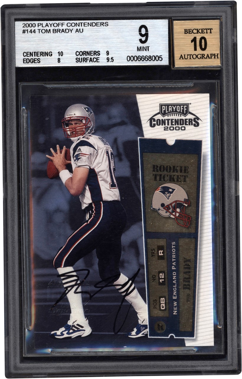 Modern Sports Cards - 00 Playoff Contenders Rookie Ticket #144 Tom Brady Autograph BGS MINT 9 - Auto 10