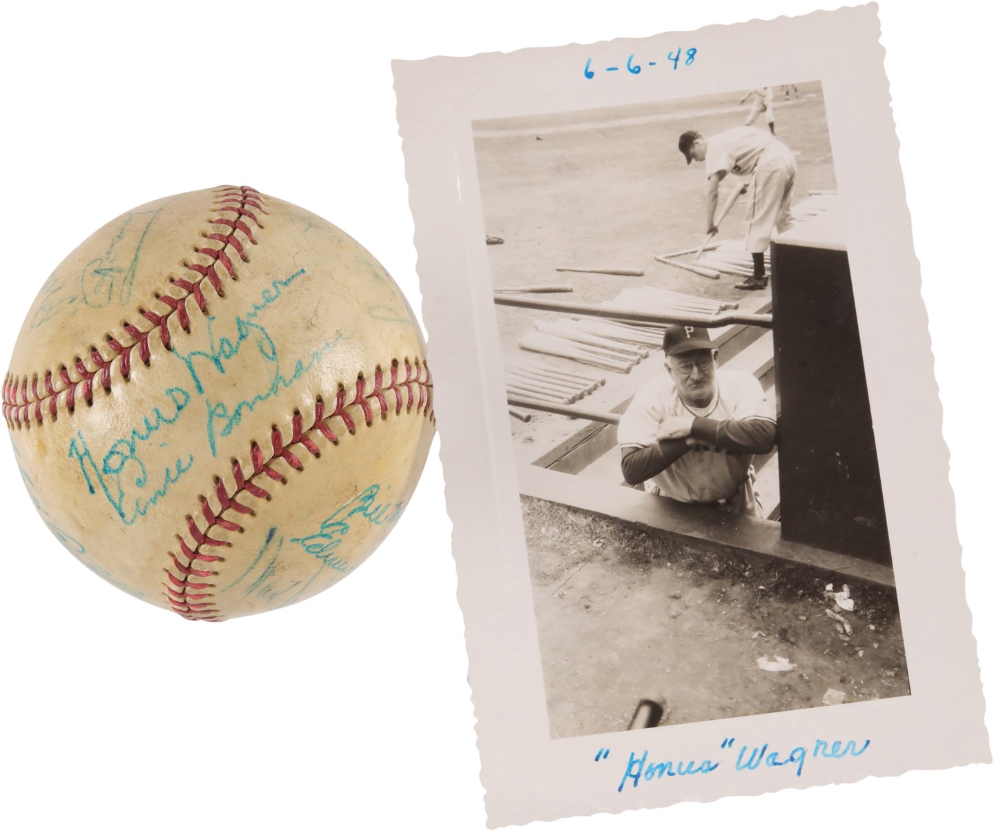 - 1948 Pittsburgh Pirates Team-Signed Baseball w/Honus Wagner on Sweet Spot & Photo Documentation (PSA)