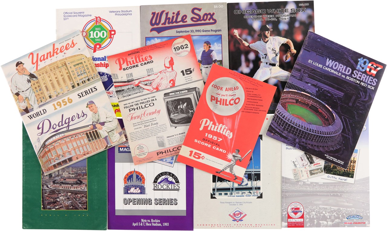 - Large Baseball Program and Yearbook Collection (54) Including World Series and Famous First and Last Stadium Games